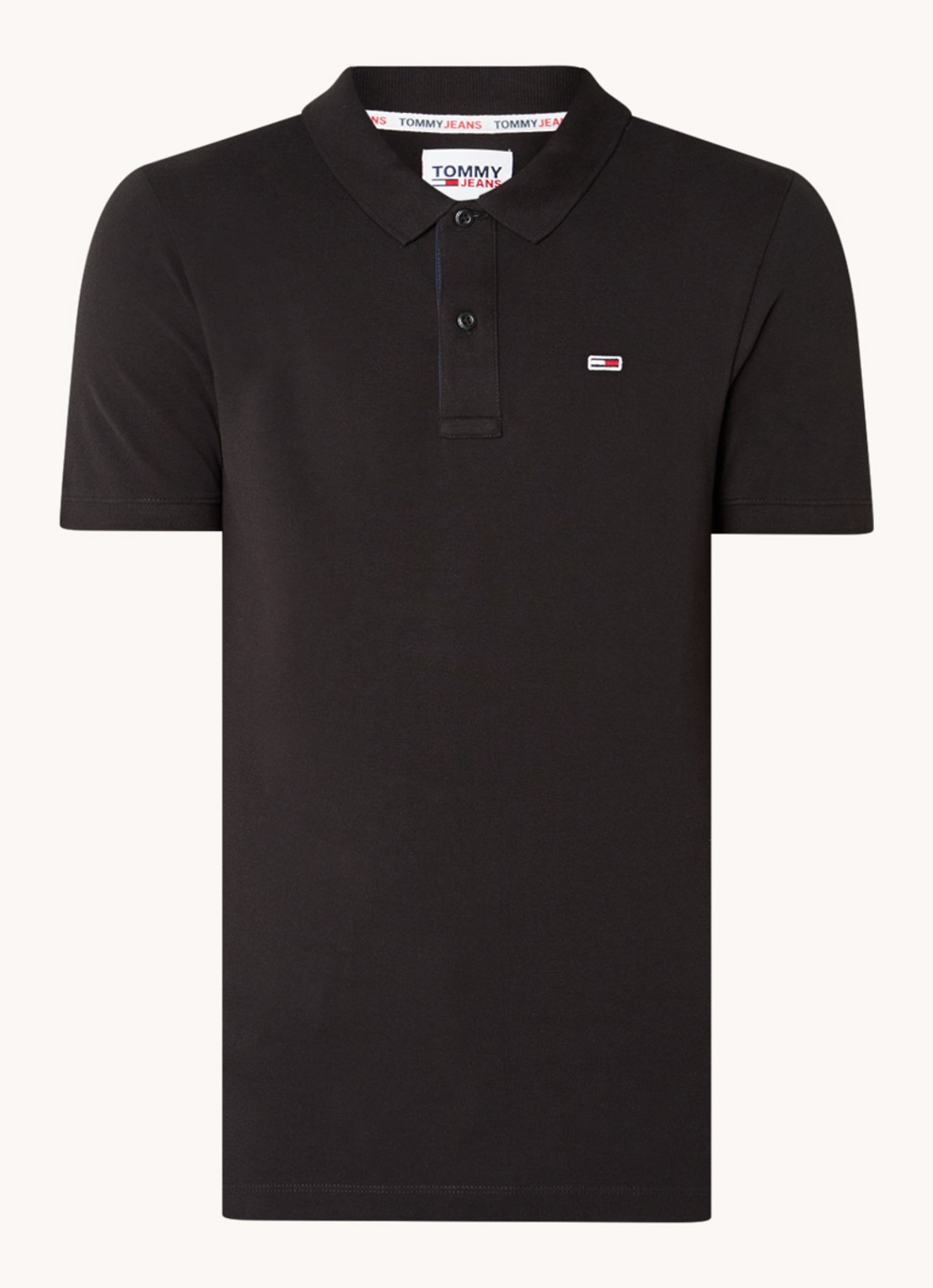 Tommy Hilfiger Slim fit polo van katoen met logo  - voorkant 3 zwart