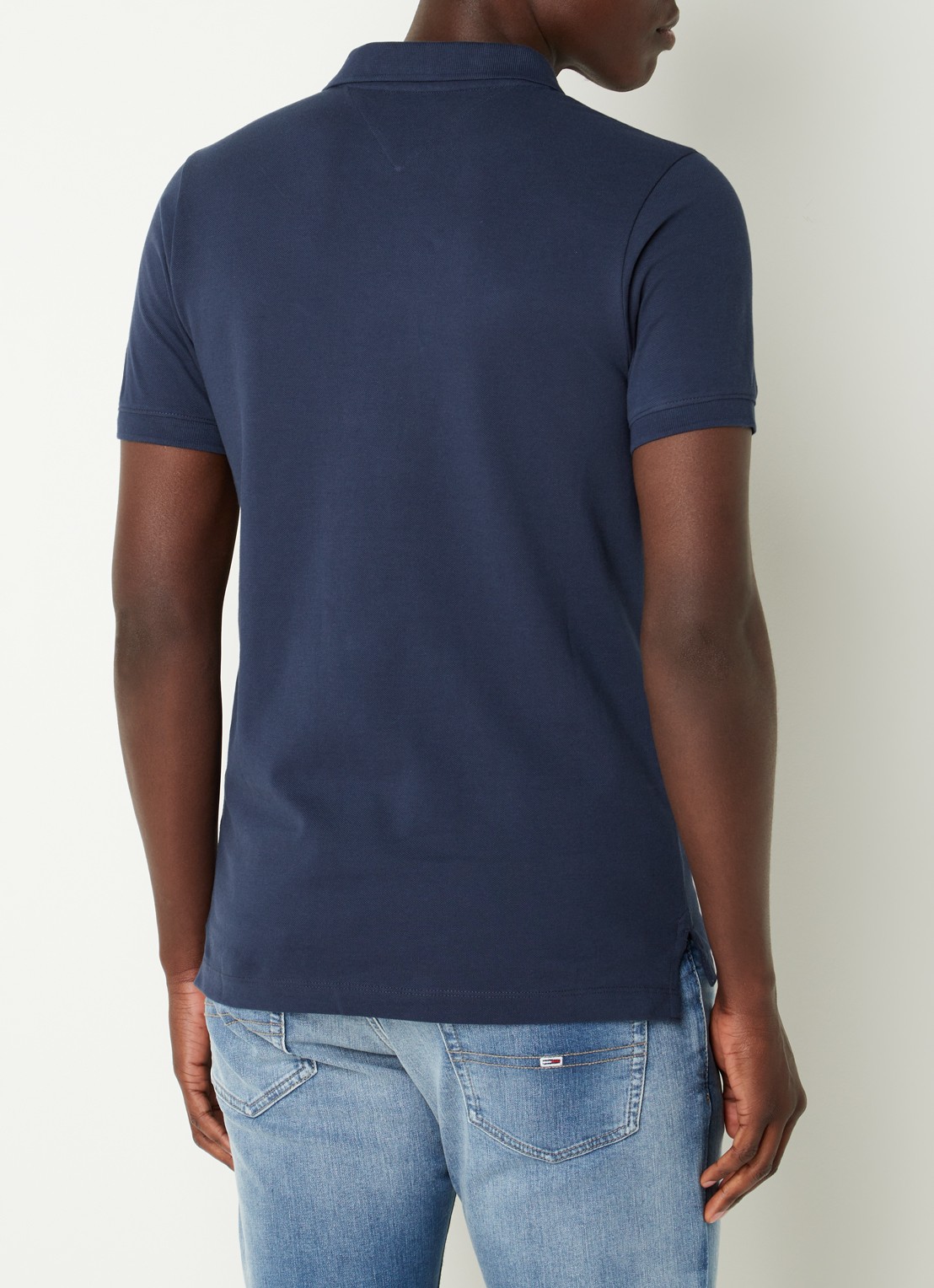 Tommy Hilfiger Slim fit polo van katoen met logo  - achterkant 4 donkerblauw