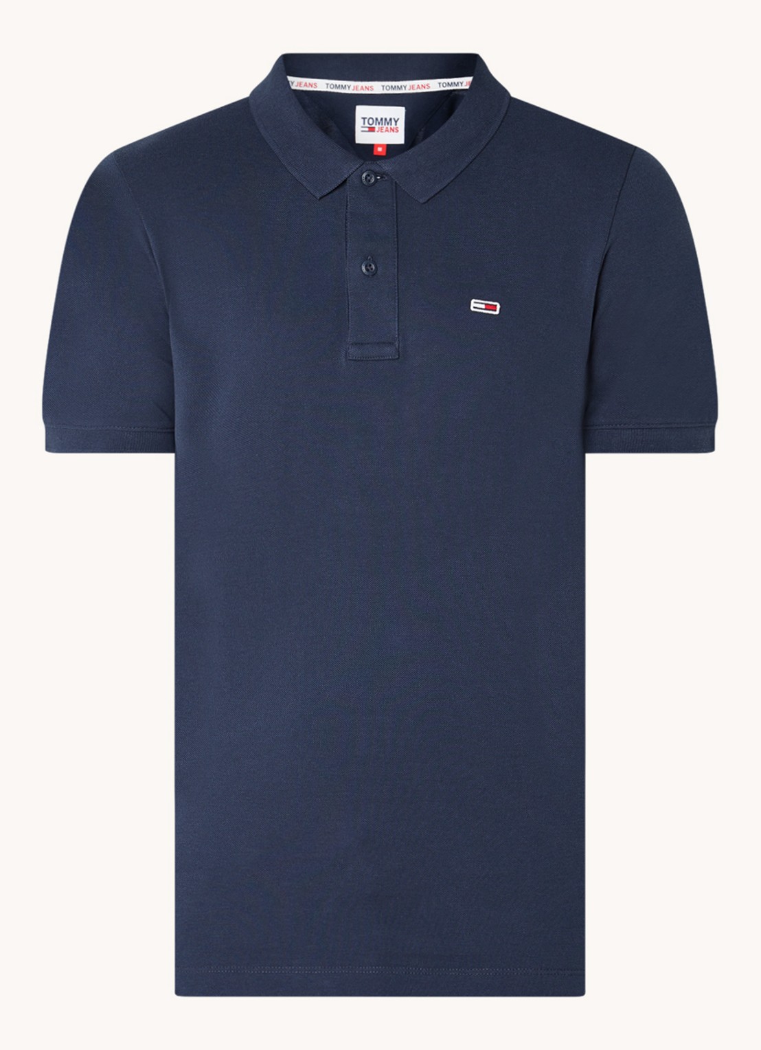 Tommy Hilfiger Slim fit polo van katoen met logo  - voorkant donkerblauw