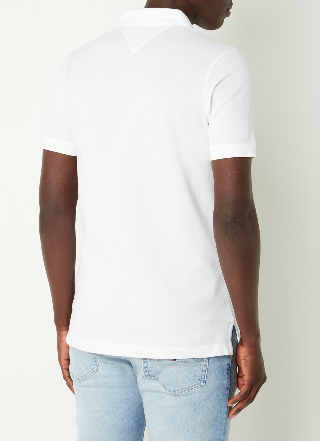 Tommy Hilfiger Slim fit polo van katoen met logo  - achterkant wit