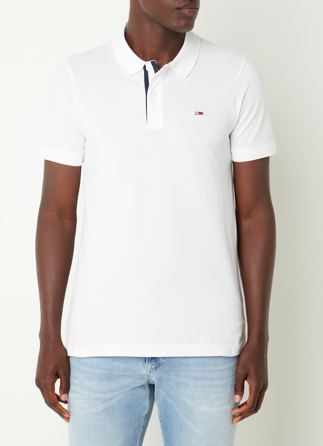 Tommy Hilfiger Slim fit polo van katoen met logo  - detail 4 wit