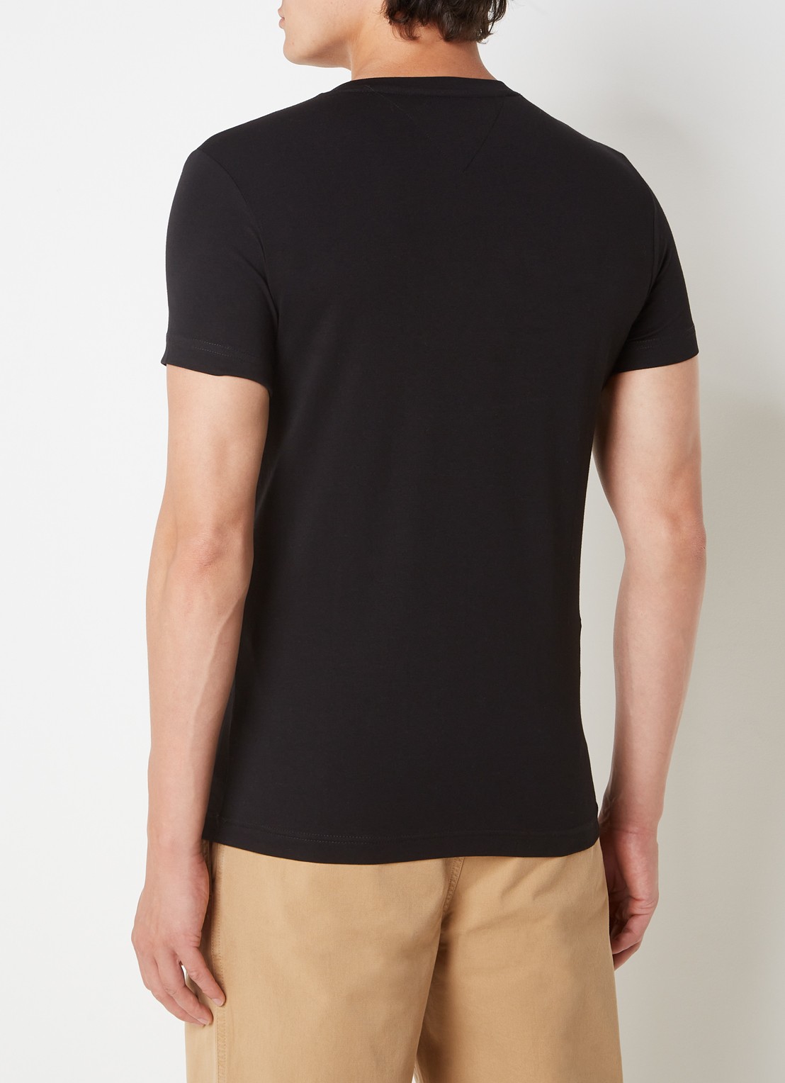 Tommy Hilfiger Slim fit T-shirt met logoborduring  - achterkant 4 zwart