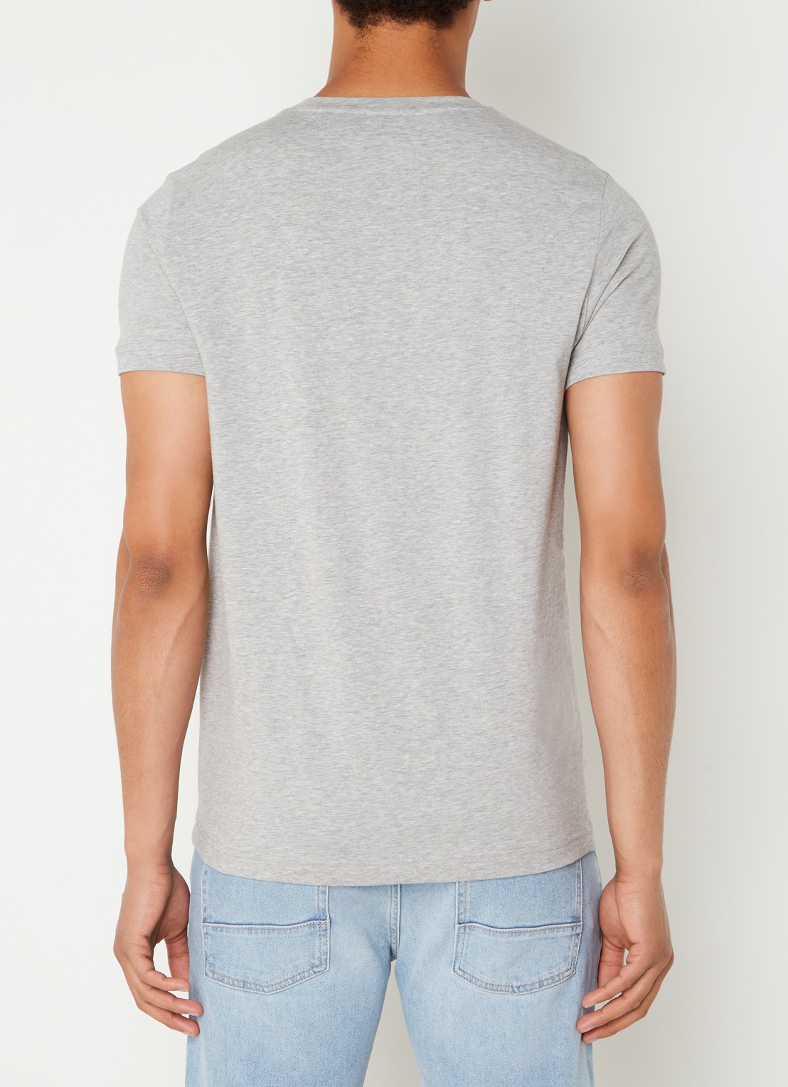 Tommy Hilfiger Slim fit T-shirt met logoborduring  - achterkant 4 grijsmele