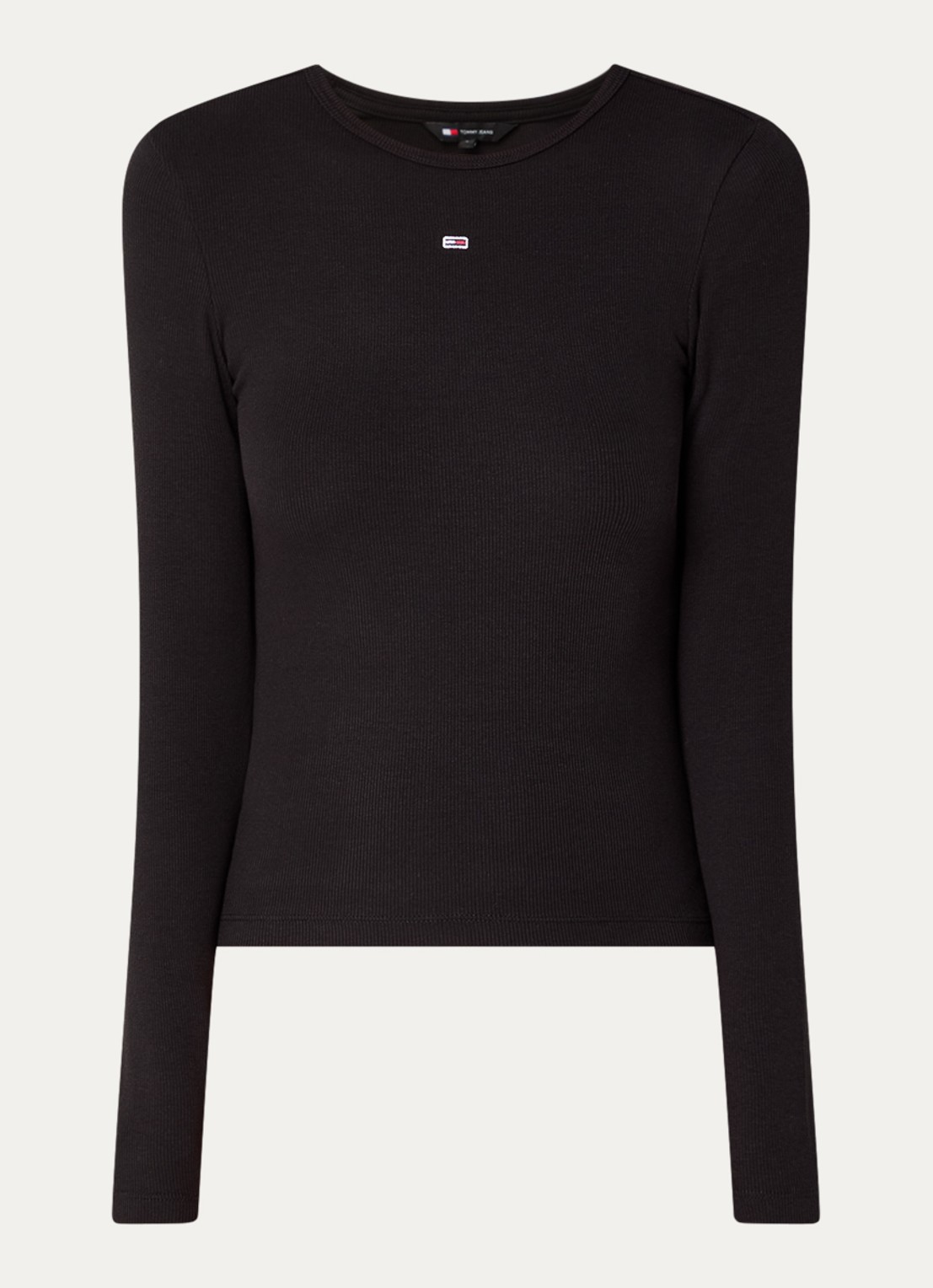 Tommy Hilfiger Slim Ribbed Long Sleeve T-Shirt - voorkant 2 zwart