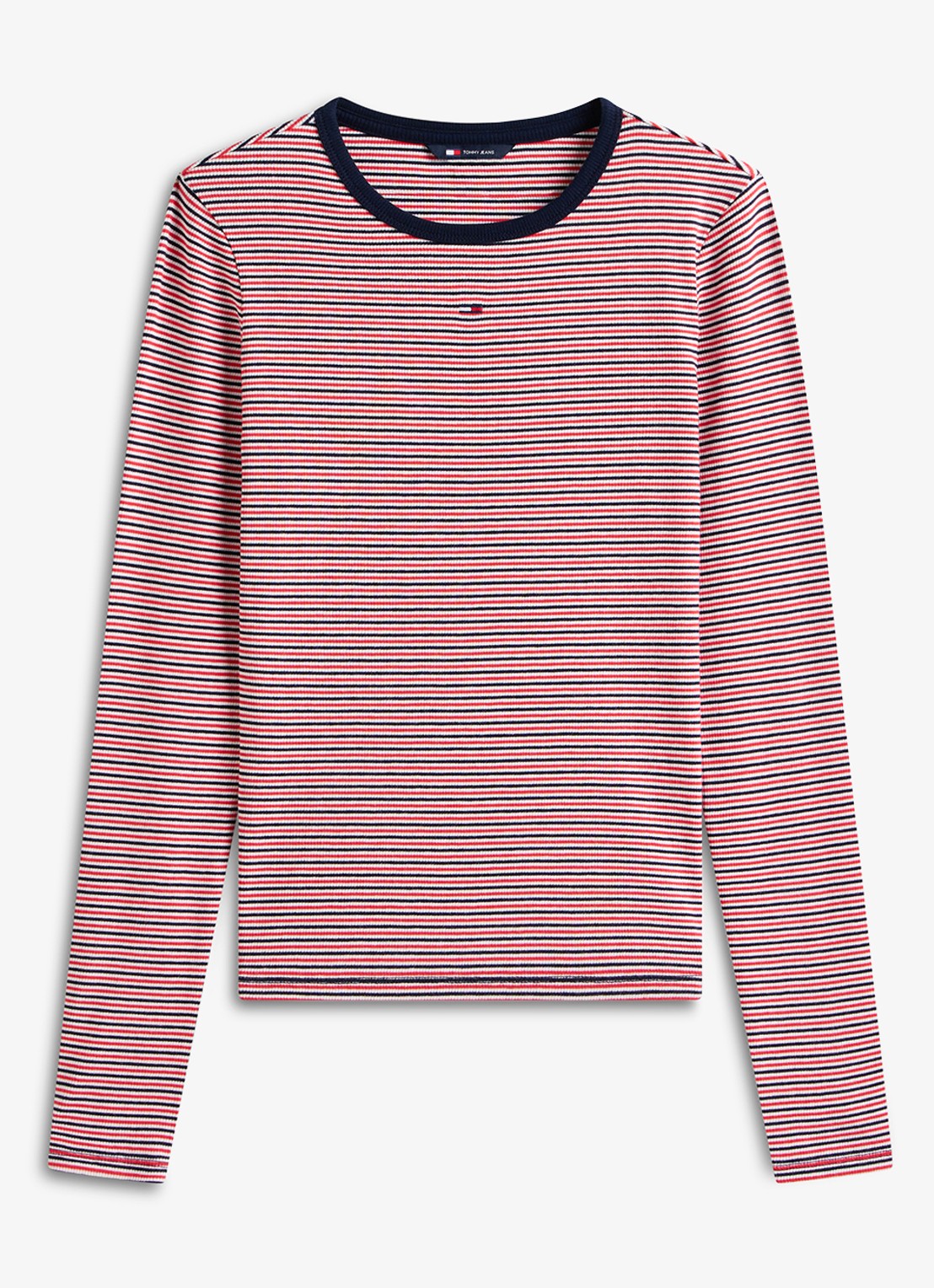 Tommy Hilfiger Slim Ribbed Long Sleeve T-Shirt - voorkant 3 rood