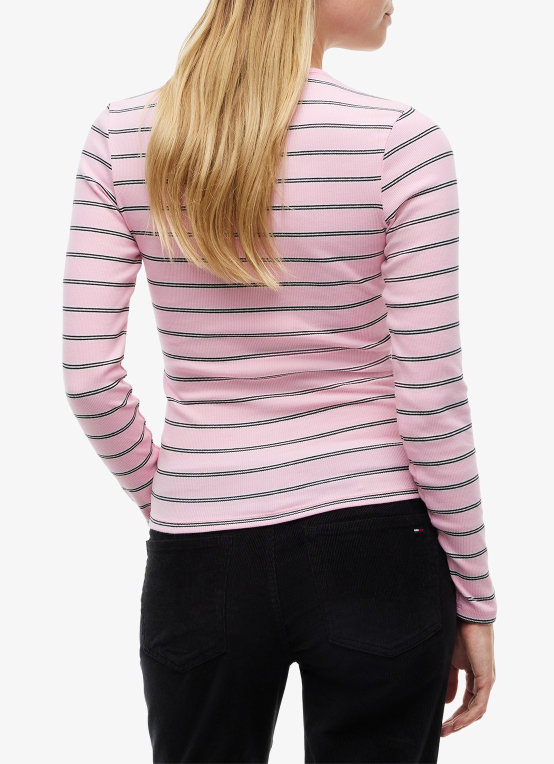 Tommy Hilfiger Slim Ribbed Long Sleeve T-Shirt - achterkant 5 roze