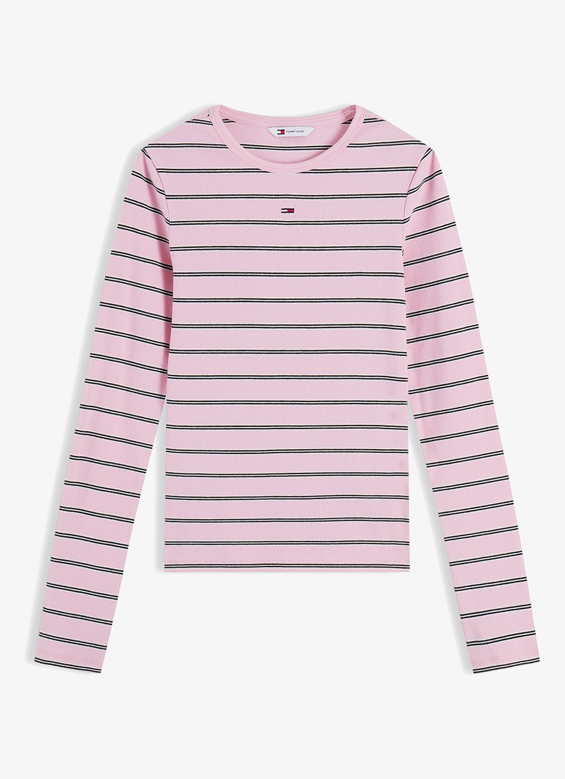 Tommy Hilfiger Slim Ribbed Long Sleeve T-Shirt - voorkant 3 roze