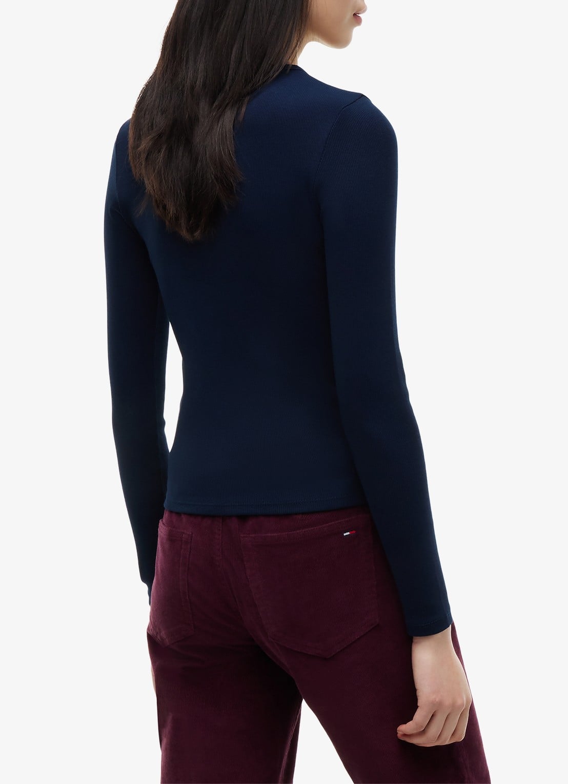 Tommy Hilfiger Slim Ribbed Long Sleeve T-Shirt - achterkant dark blue-c1g / blauw