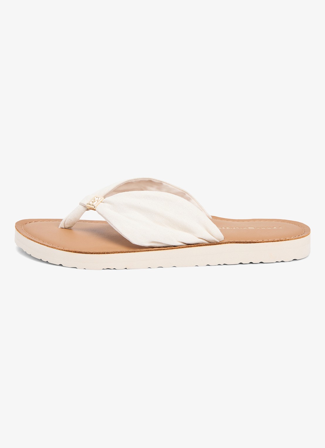 Tommy Hilfiger Slipper met logo - voorkant 6 beige