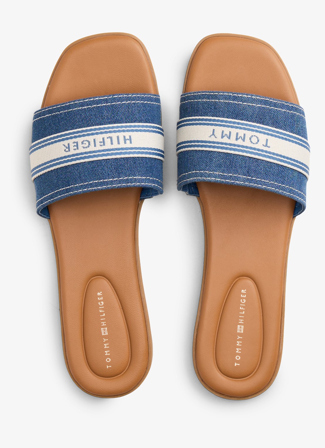 Tommy Hilfiger Slipper met logo - detail blauw
