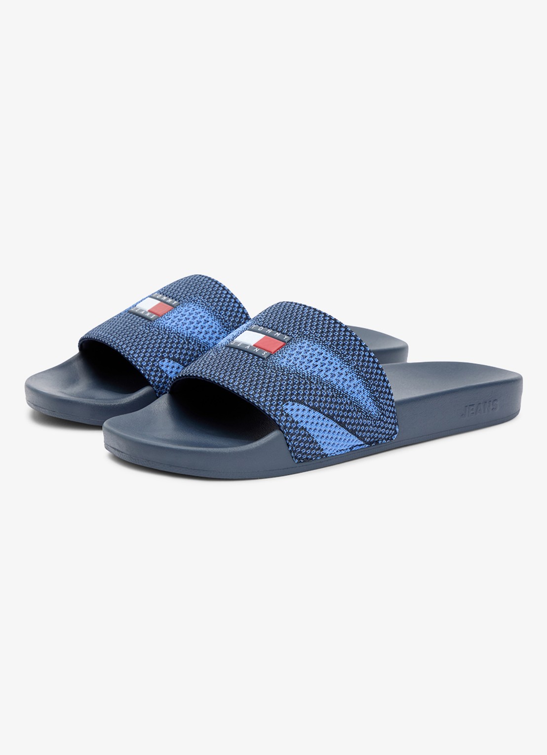 Tommy Hilfiger Slipper met logo - voorkant 3 donkerblauw