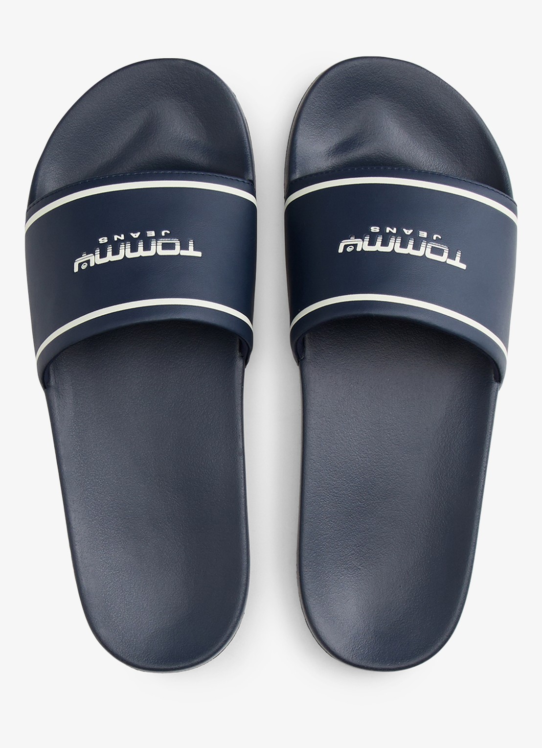 Tommy Hilfiger Slipper met logo - detail donkerblauw