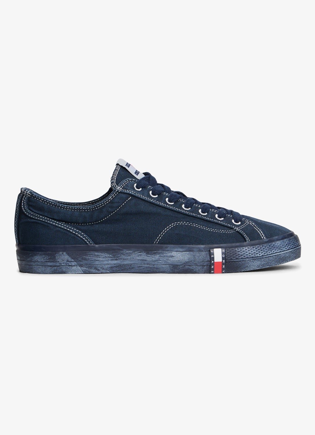 Tommy Hilfiger Sneaker met doorgestikte details - voorkant donkerblauw