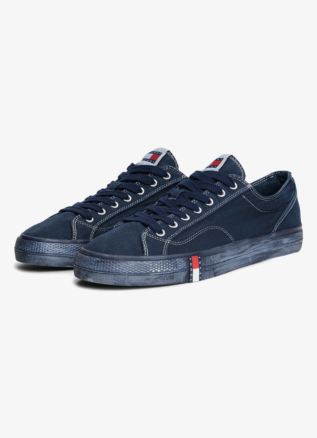 Tommy Hilfiger Sneaker met doorgestikte details - voorkant 2 donkerblauw