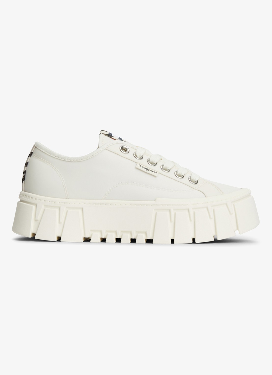 Tommy Hilfiger Sneaker met logo - voorkant ivoor