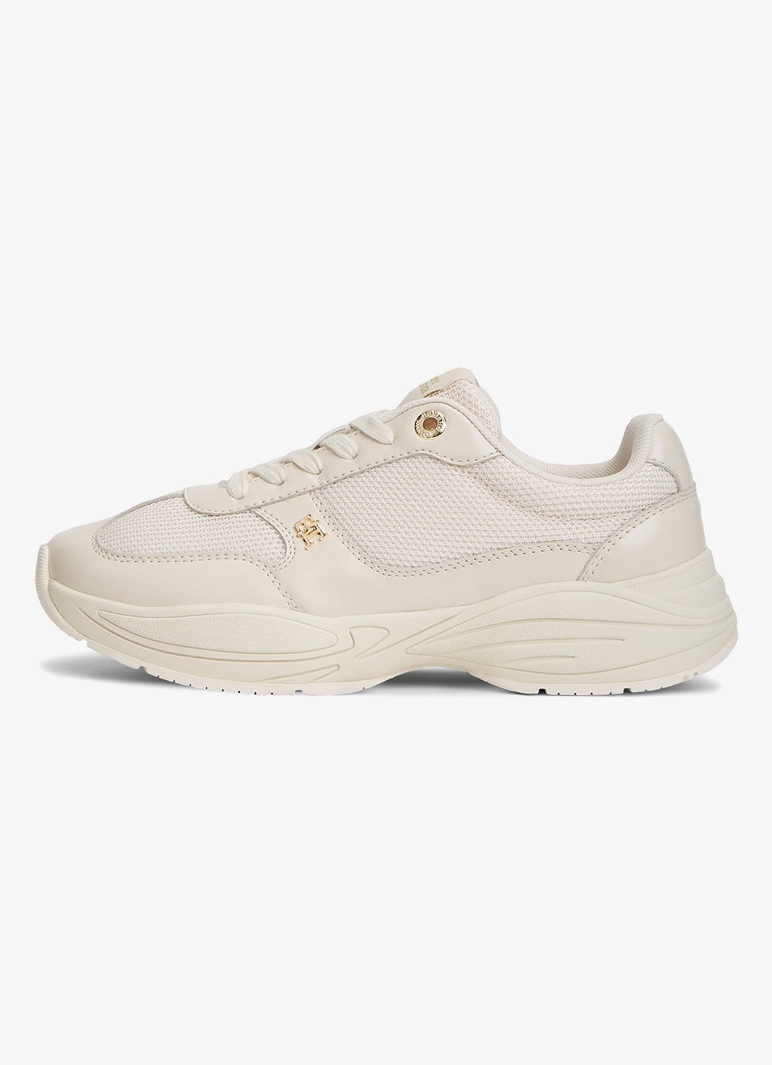 Tommy Hilfiger Sneaker met logo - voorkant 5 creme