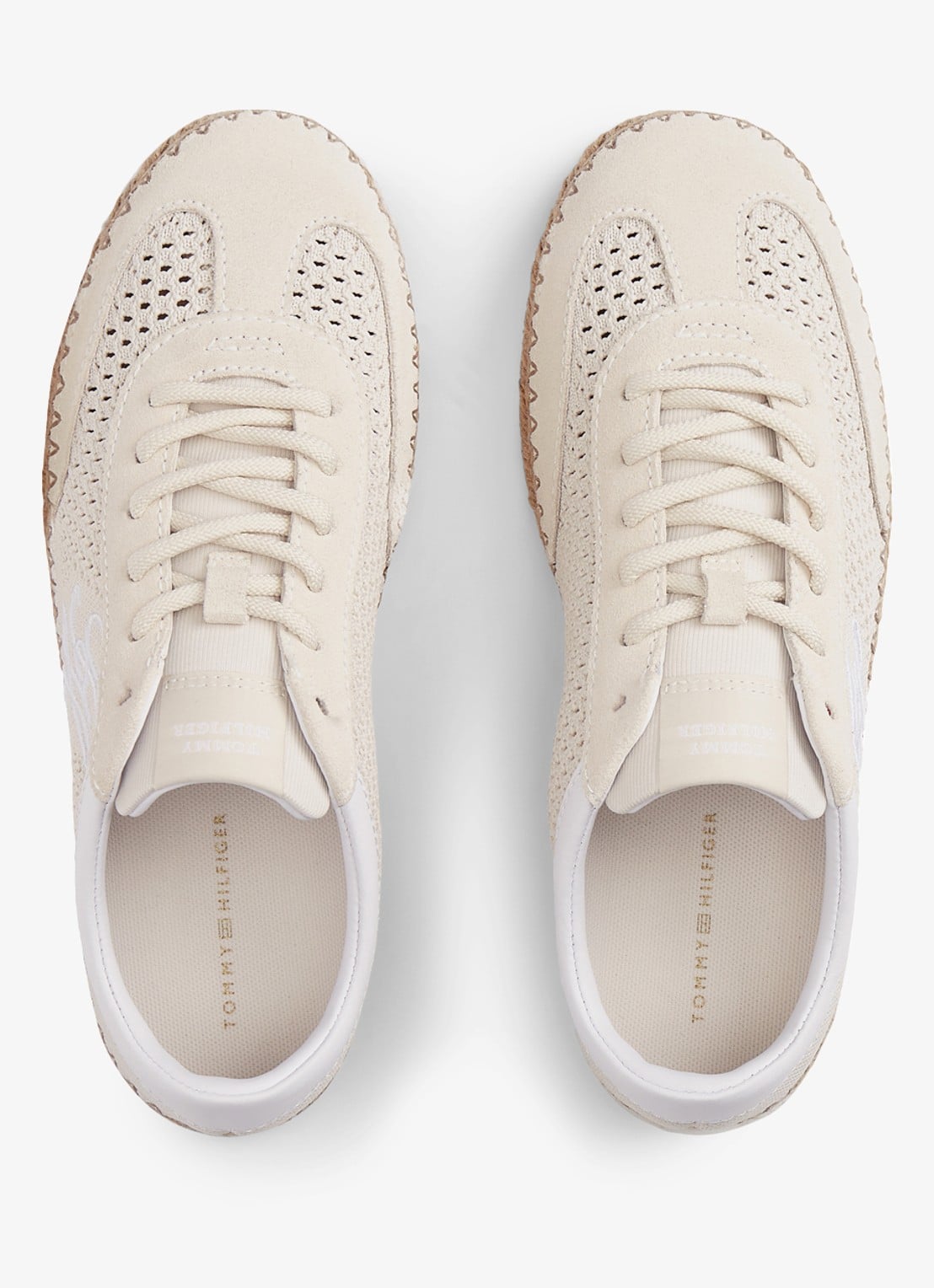 Tommy Hilfiger Sneaker met opengewerkt dessin - voorkant 2 creme