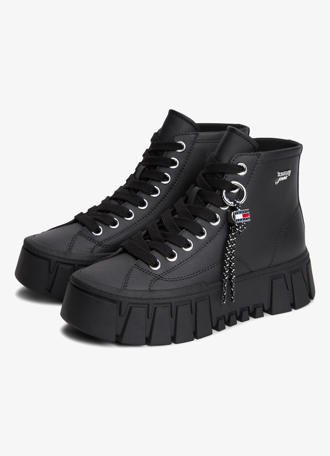 Tommy Hilfiger Sneaker met plateauzool  - detail zwart