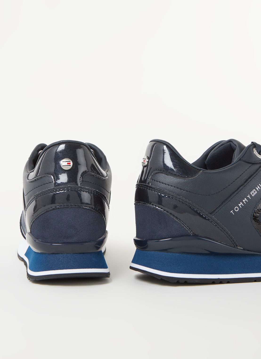 Tommy Hilfiger Sneaker met sleehak van leer - detail 2 donkerblauw