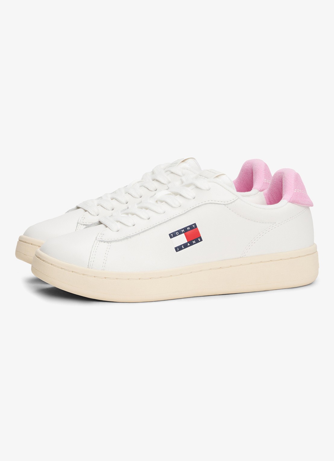 Tommy Hilfiger Sneaker van leer met logo - detail 3 roze