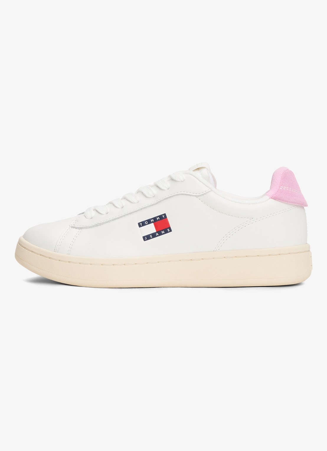Tommy Hilfiger Sneaker van leer met logo - voorkant 2 roze