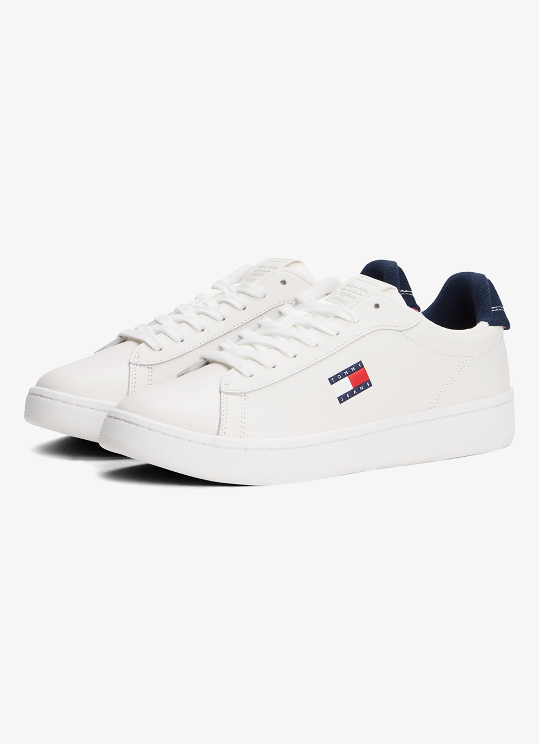 Tommy Hilfiger Sneaker van leer met logo - detail donkerblauw