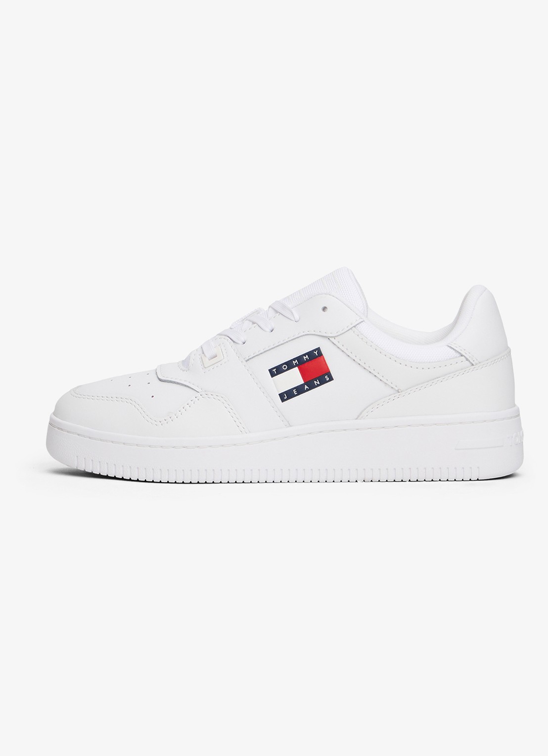 Tommy Hilfiger Sneaker van leer met logo - voorkant wit