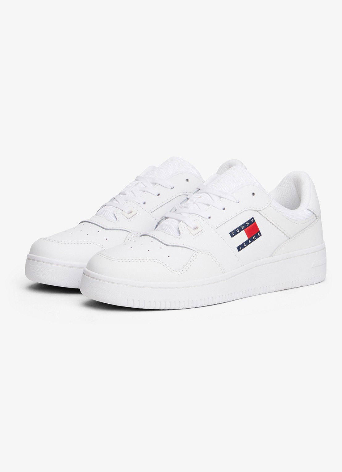 Tommy Hilfiger Sneaker van leer met logo - voorkant 2 wit