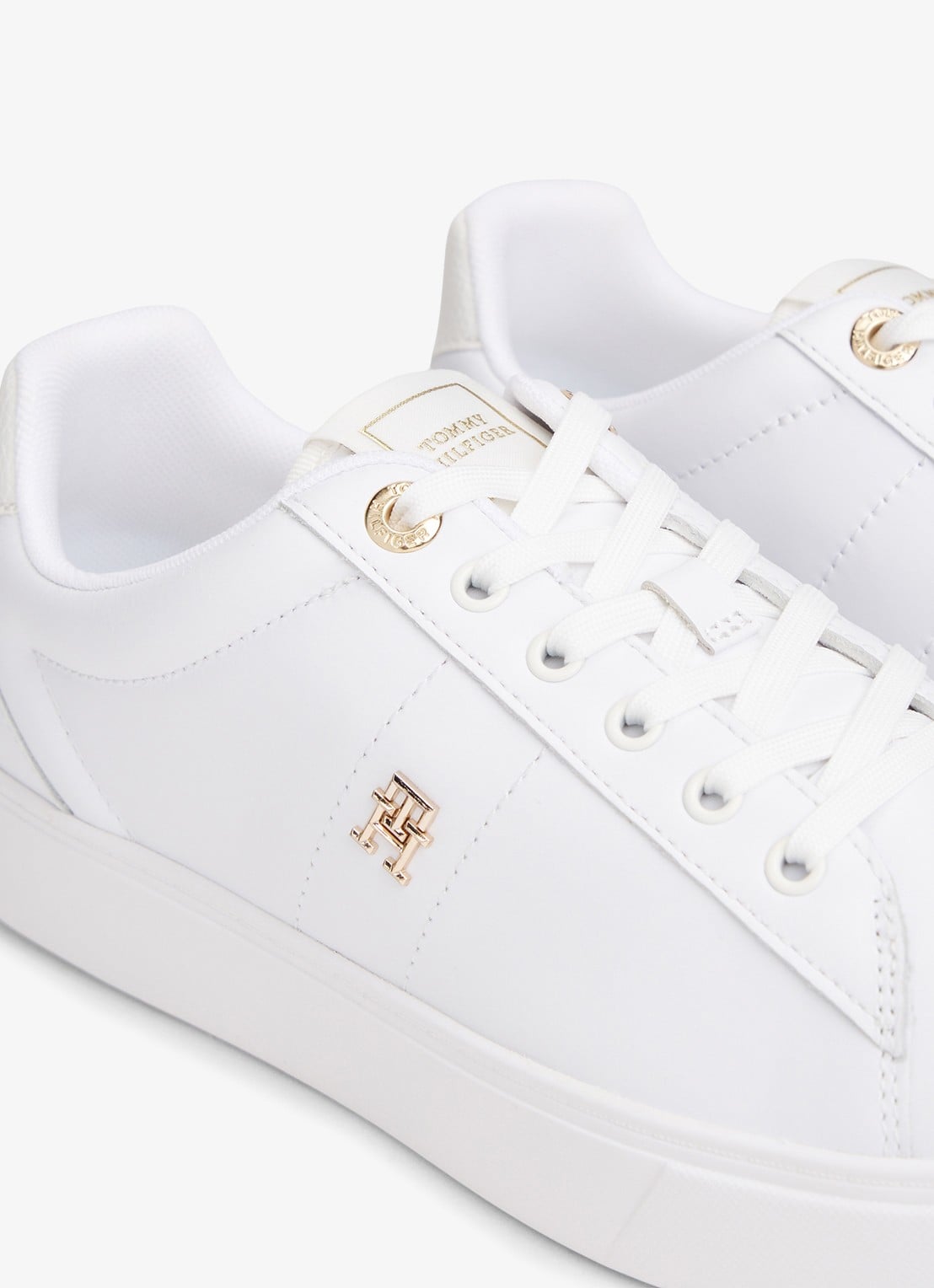 Tommy Hilfiger Sneaker van leer met logo - detail 7 wit