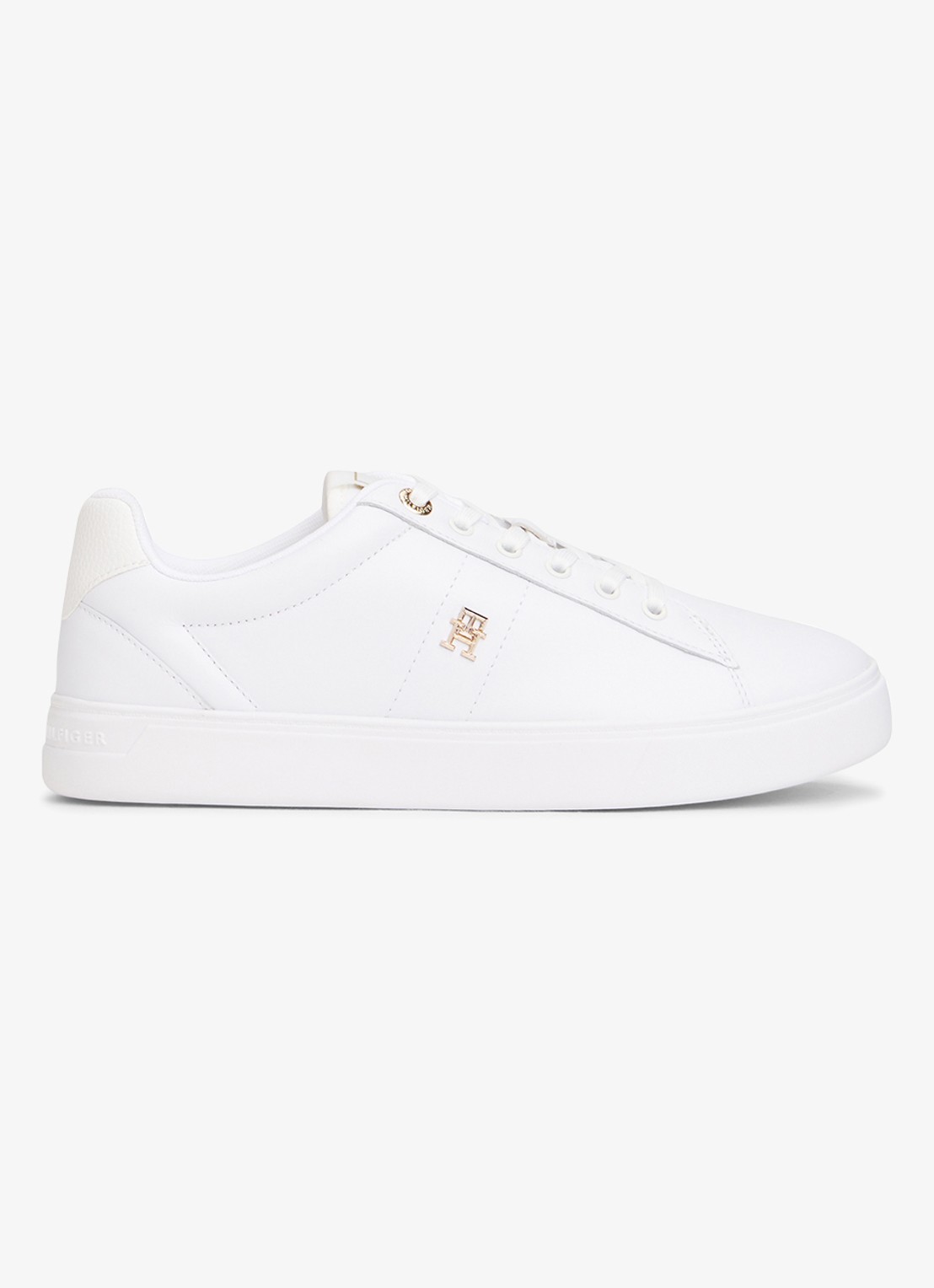 Tommy Hilfiger Sneaker van leer met logo - voorkant 2 wit