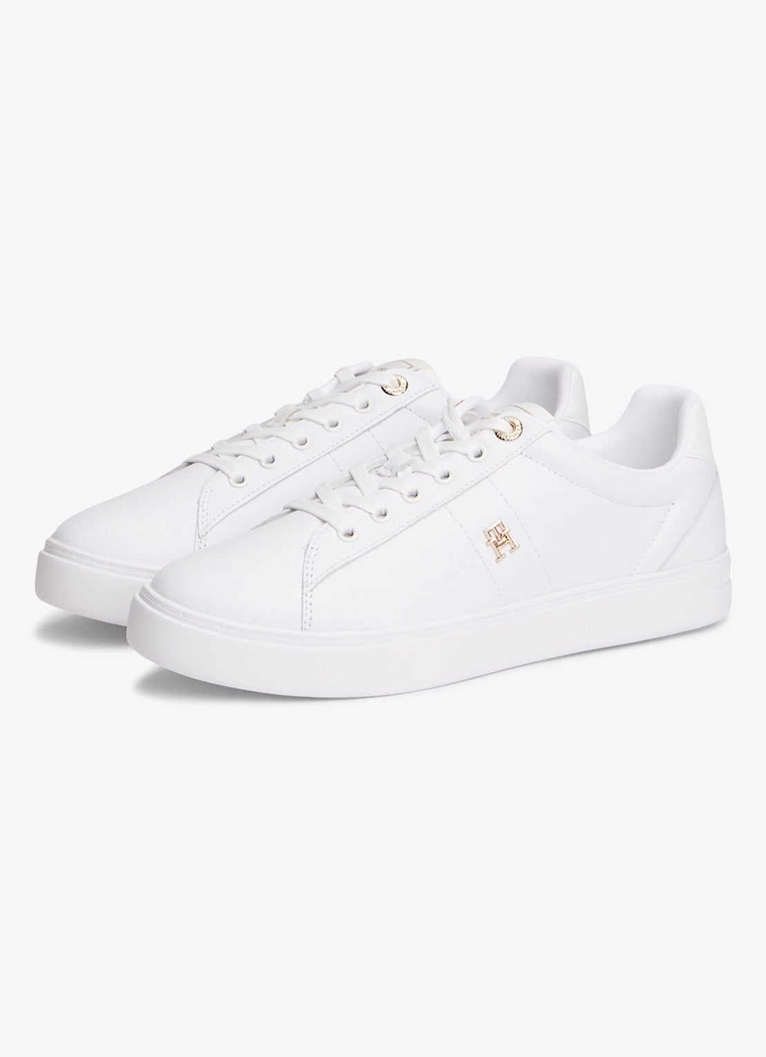 Tommy Hilfiger Sneaker van leer met logo - voorkant 3 wit