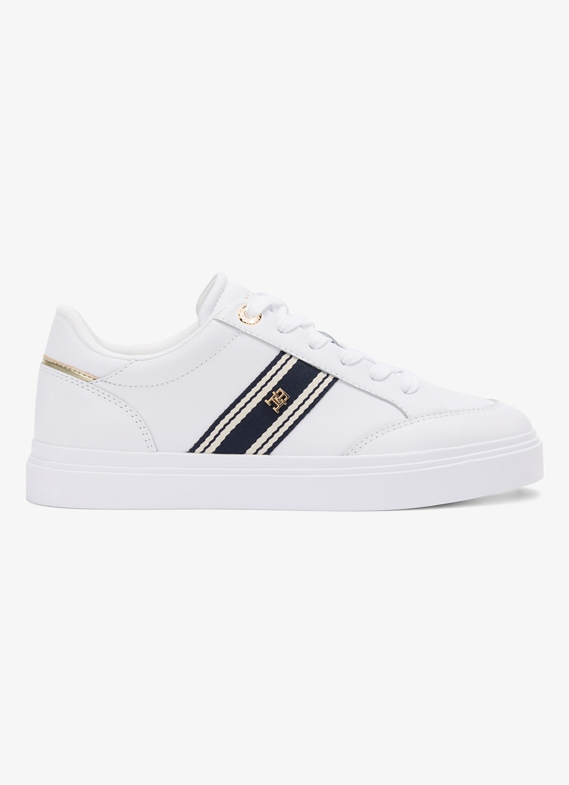 Tommy Hilfiger Sneaker van leer met logo - detail 3 wit