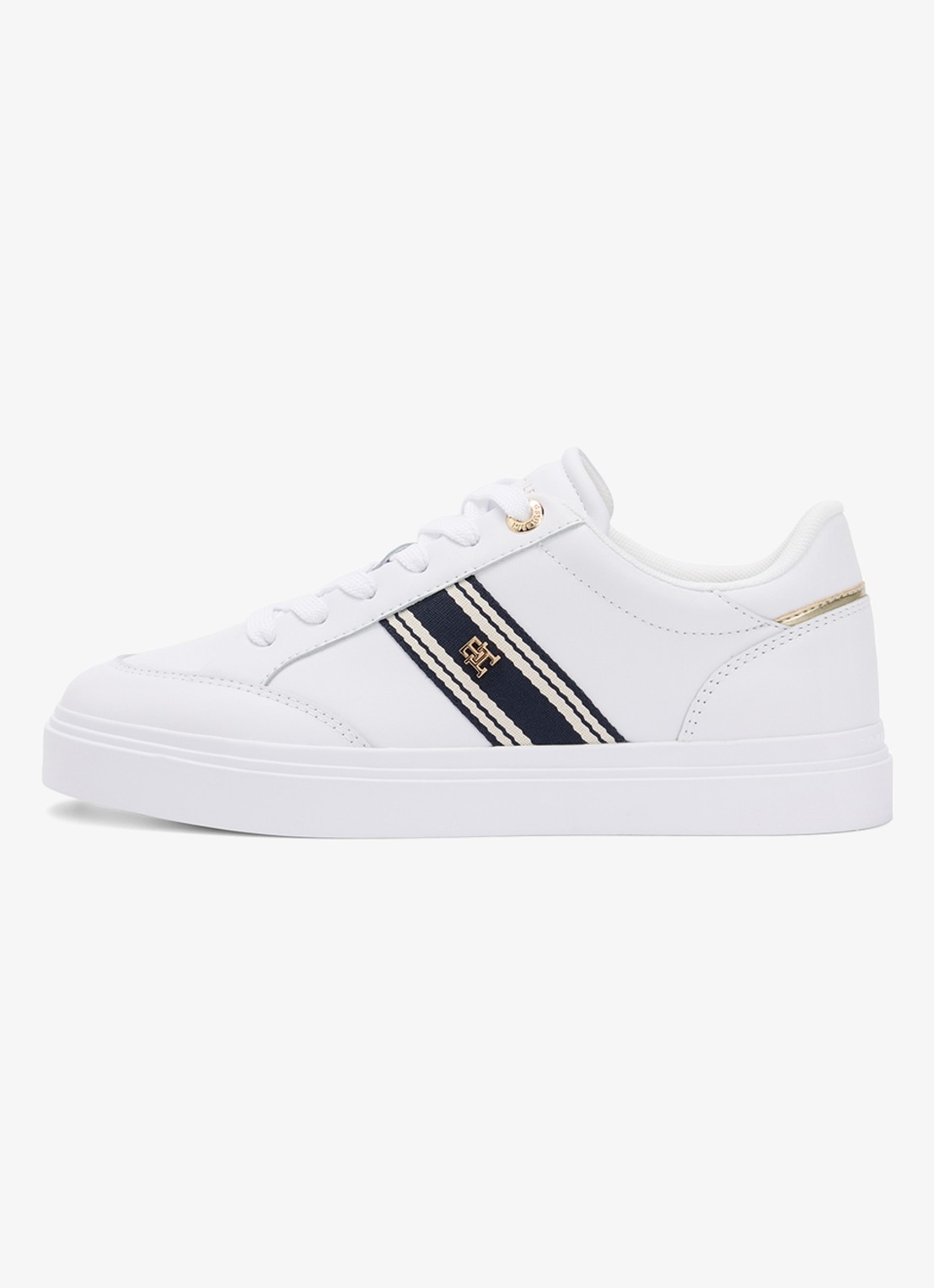 Tommy Hilfiger Sneaker van leer met logo - voorkant 5 wit