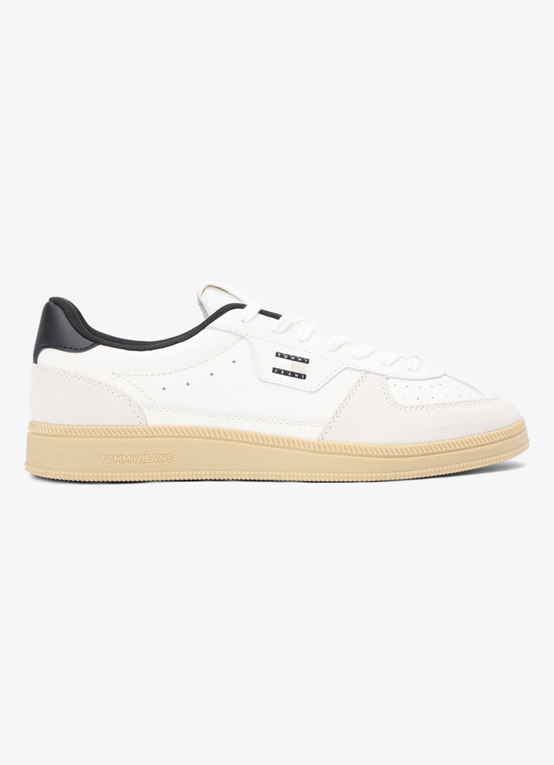 Tommy Hilfiger Sneaker van leer met logo - detail 4 gebroken wit