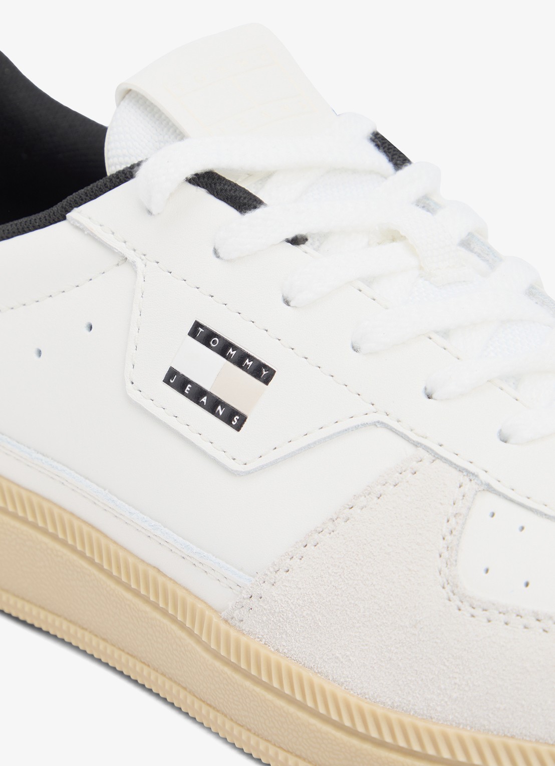 Tommy Hilfiger Sneaker van leer met logo - detail 5 gebroken wit