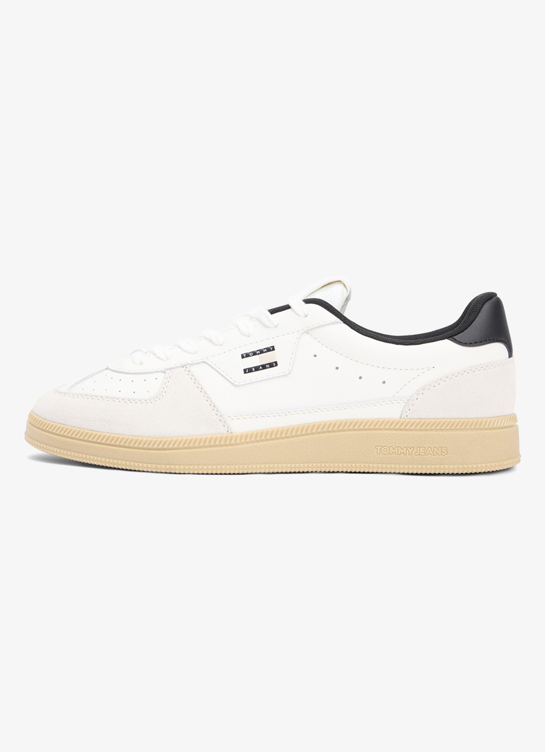 Tommy Hilfiger Sneaker van leer met logo - voorkant gebroken wit