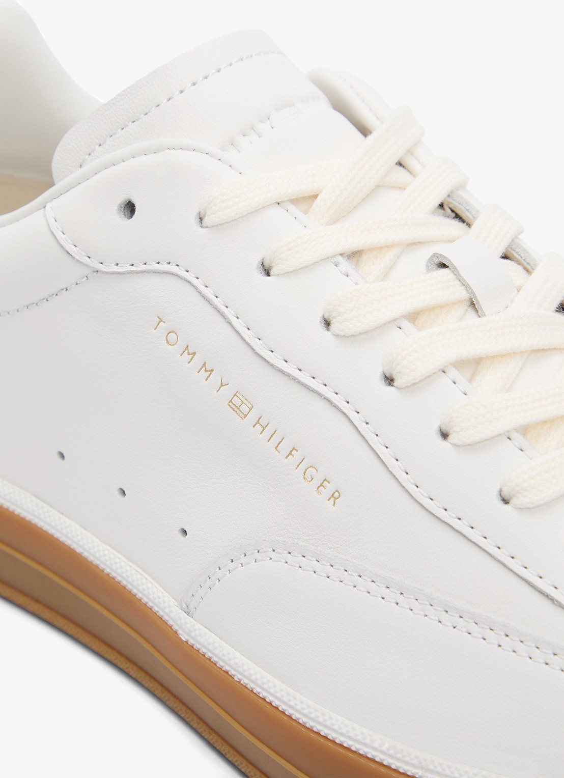 Tommy Hilfiger Sneaker van leer met logo - detail 6 wit