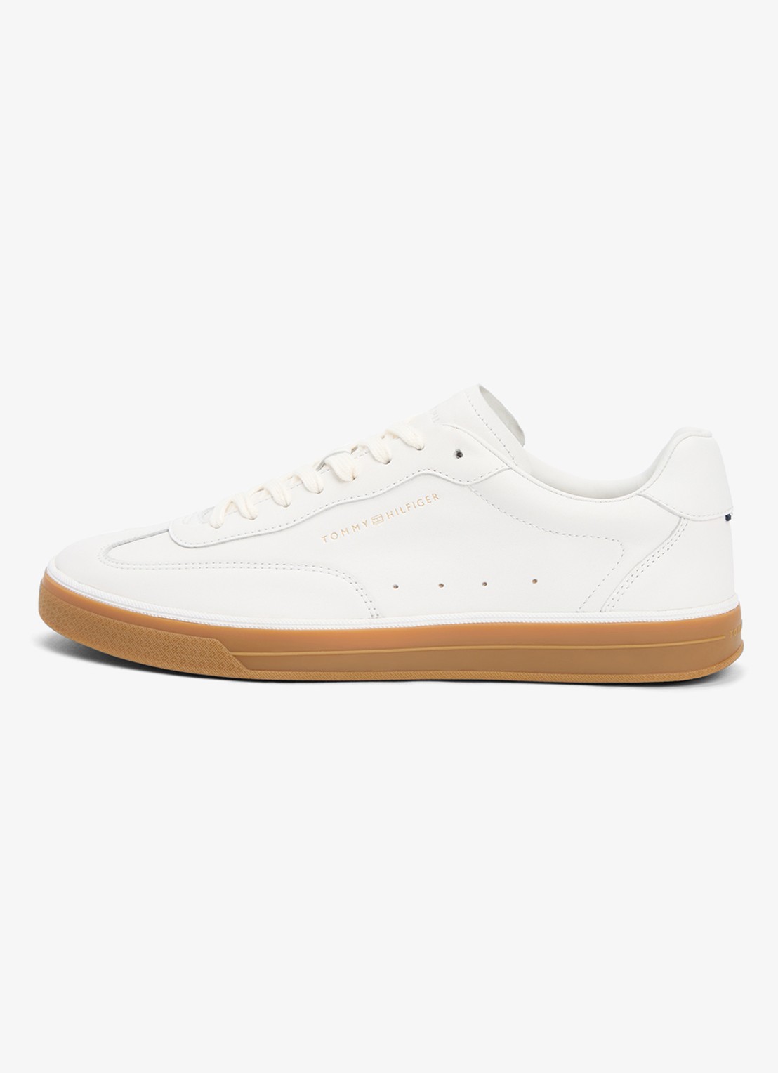 Tommy Hilfiger Sneaker van leer met logo - voorkant wit