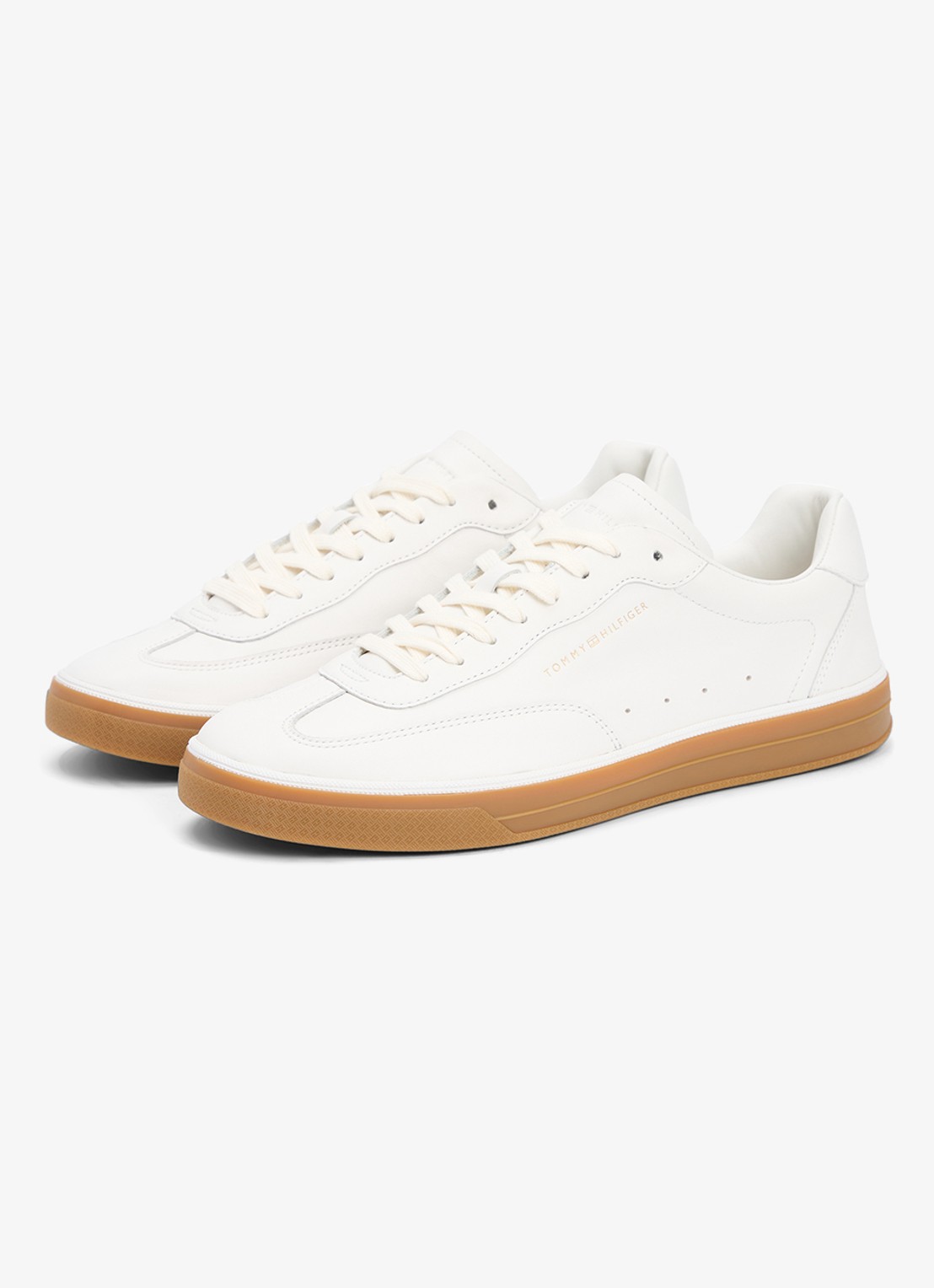 Tommy Hilfiger Sneaker van leer met logo - voorkant 2 wit