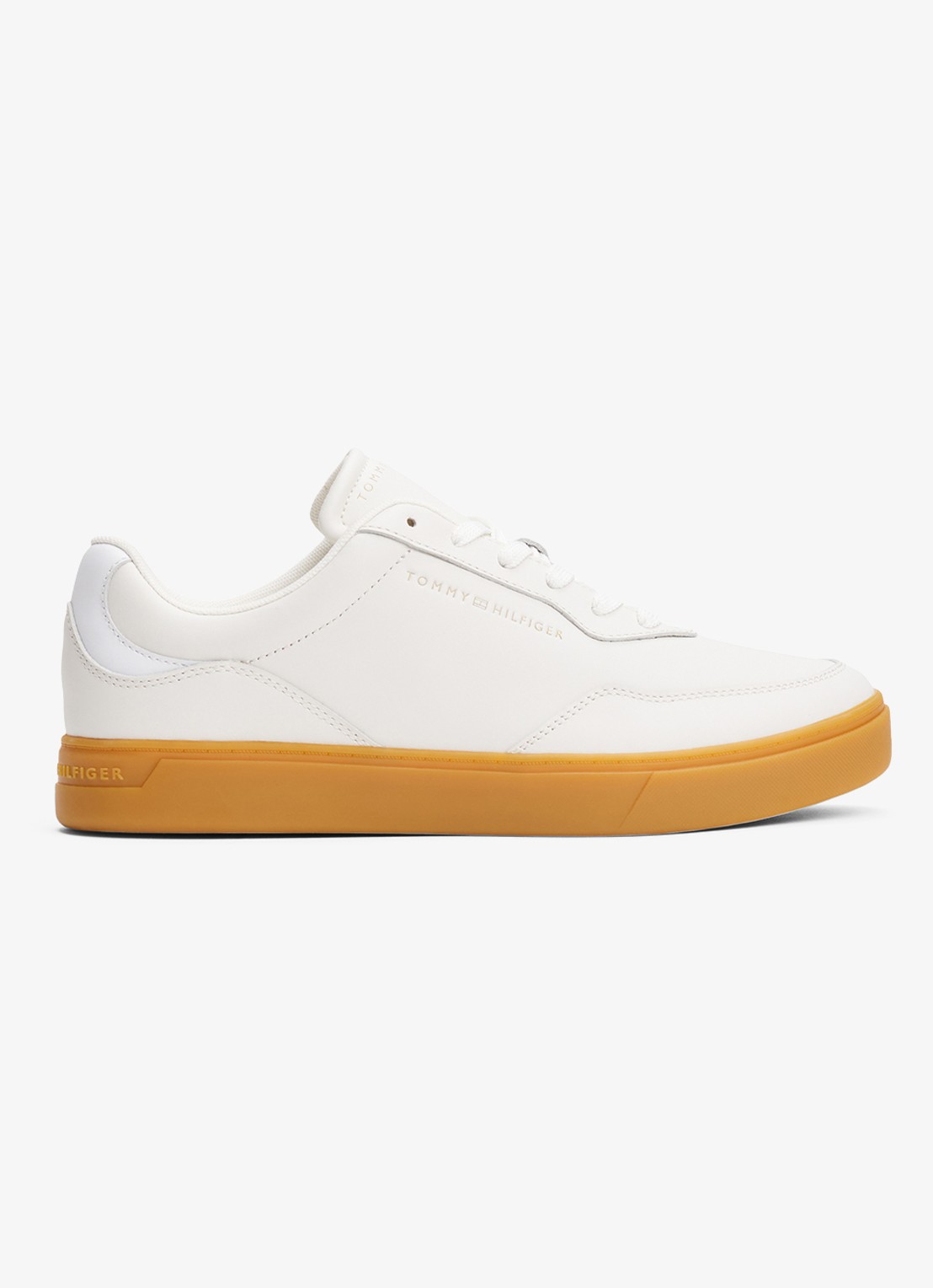 Tommy Hilfiger Sneaker van leer - voorkant 3 beige