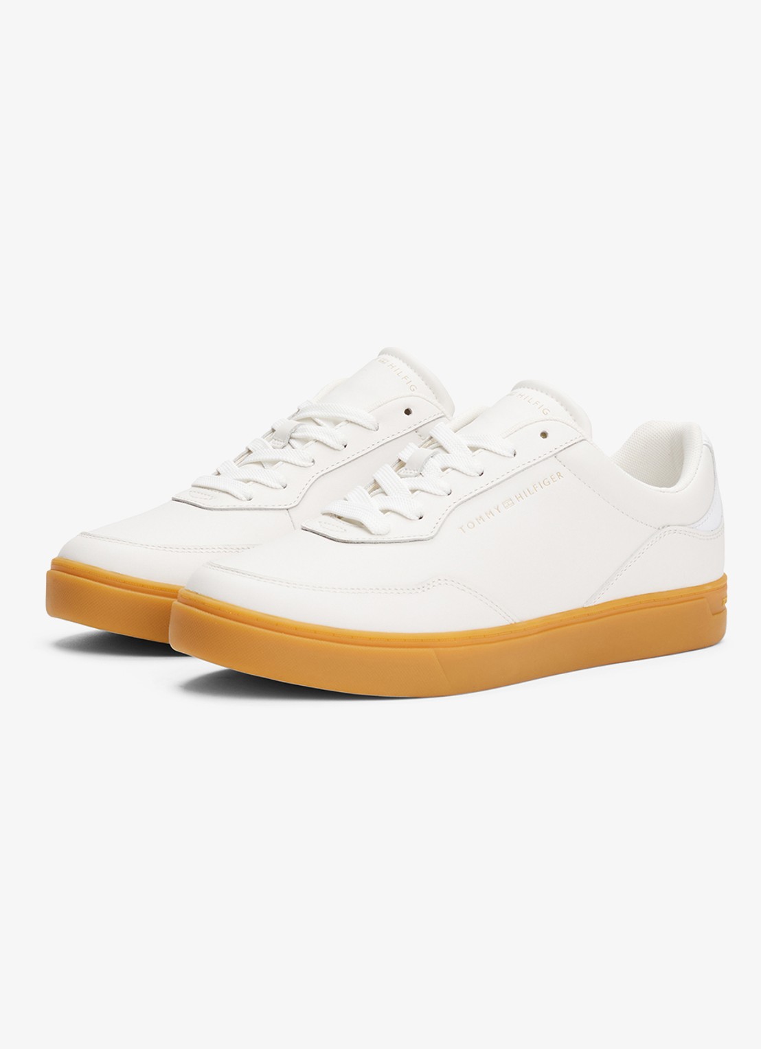 Tommy Hilfiger Sneaker van leer - voorkant 4 beige