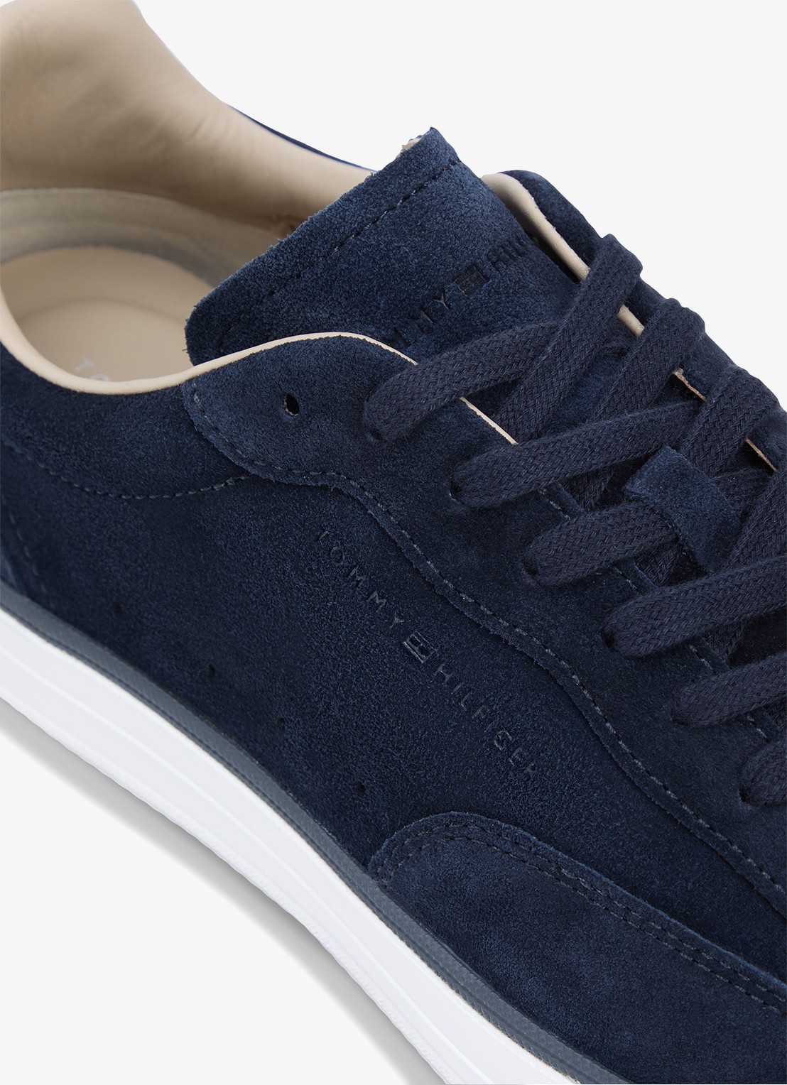 Tommy Hilfiger Sneaker van suède met logo - detail 6 donkerblauw