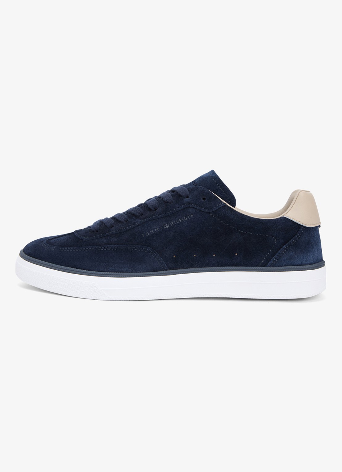 Tommy Hilfiger Sneaker van suède met logo - voorkant donkerblauw