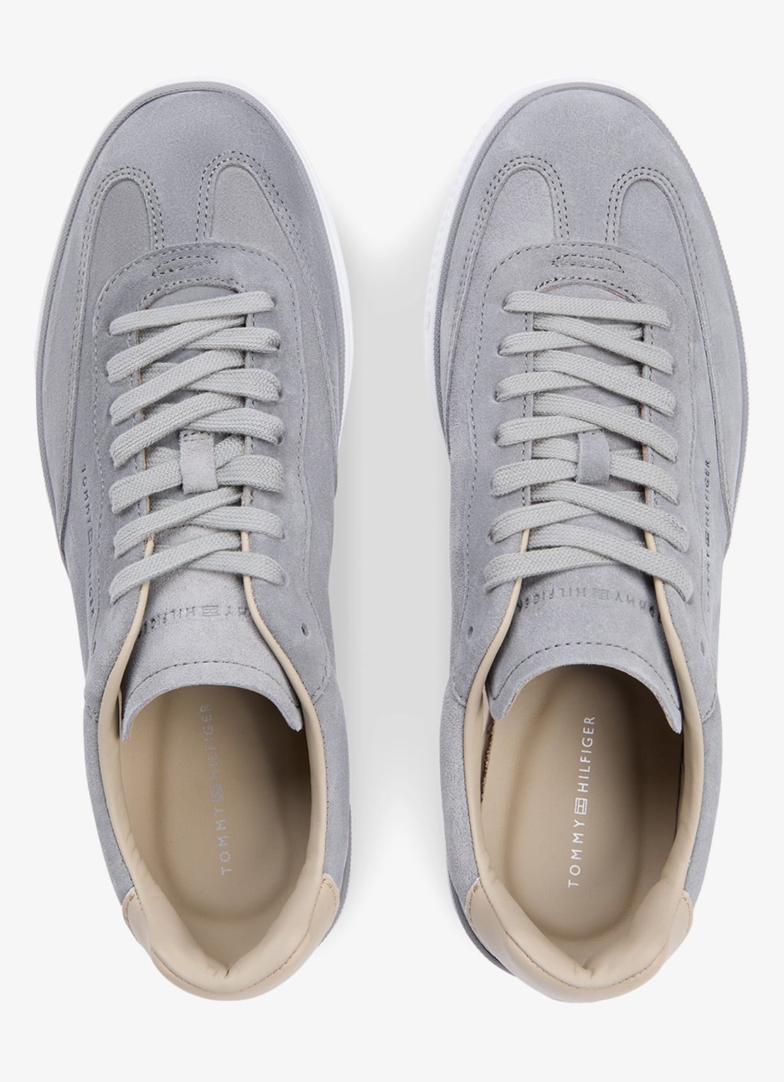 Tommy Hilfiger Sneaker van suède met logo - detail 3 licht grijs