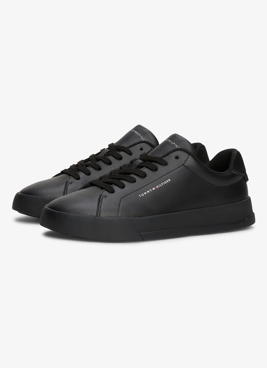 Tommy Hilfiger Sneakers van leer - voorkant 2 diepzwart