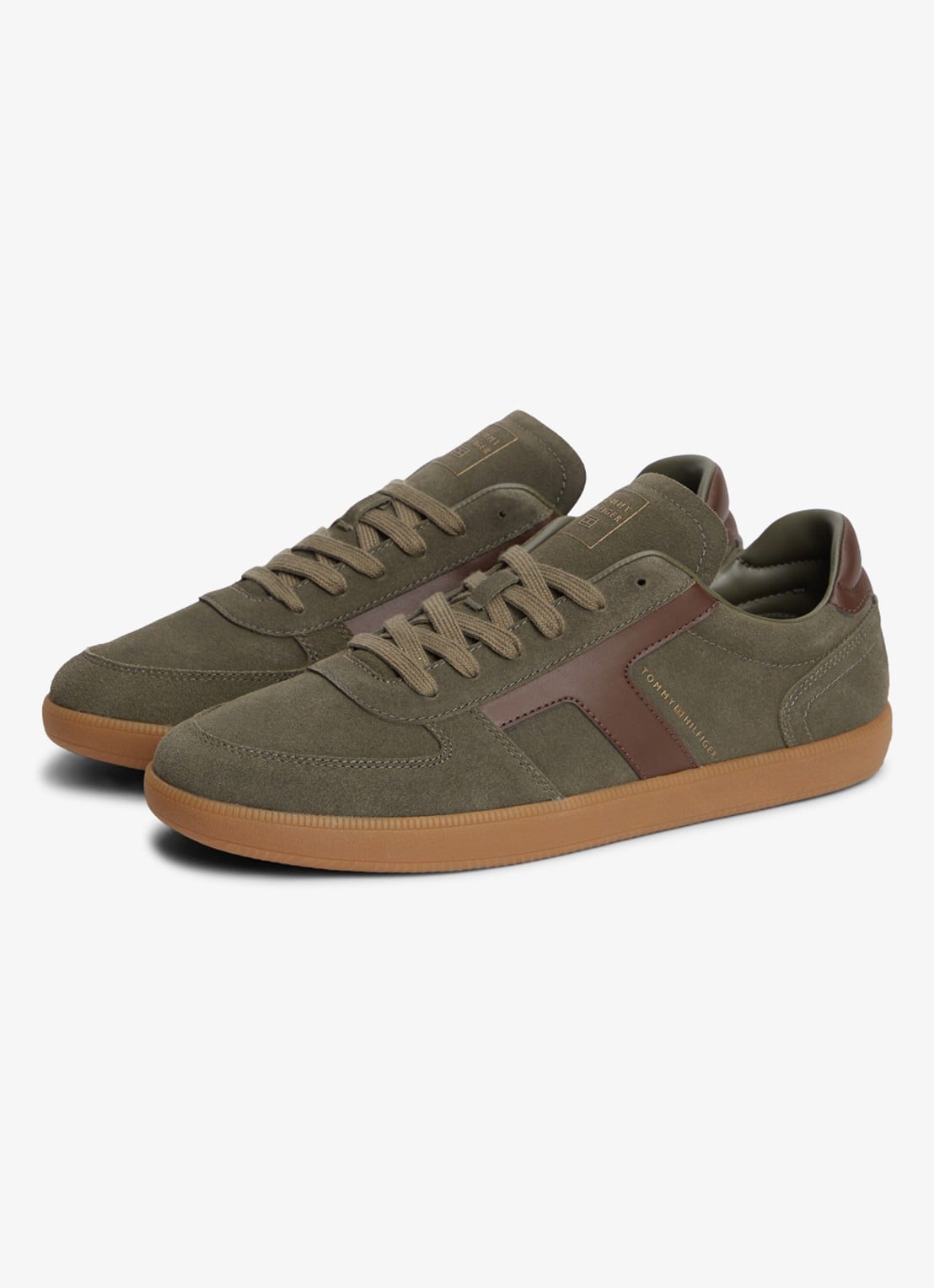 Tommy Hilfiger Sneakers van suède - detail olijfgroen