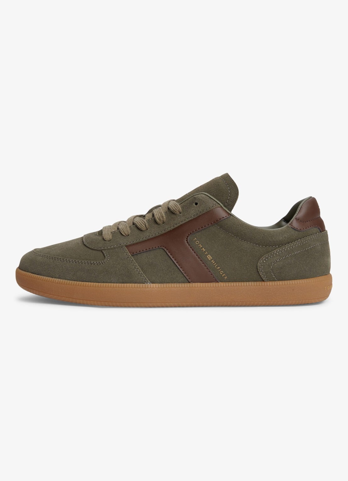 Tommy Hilfiger Sneakers van suède - detail 3 olijfgroen