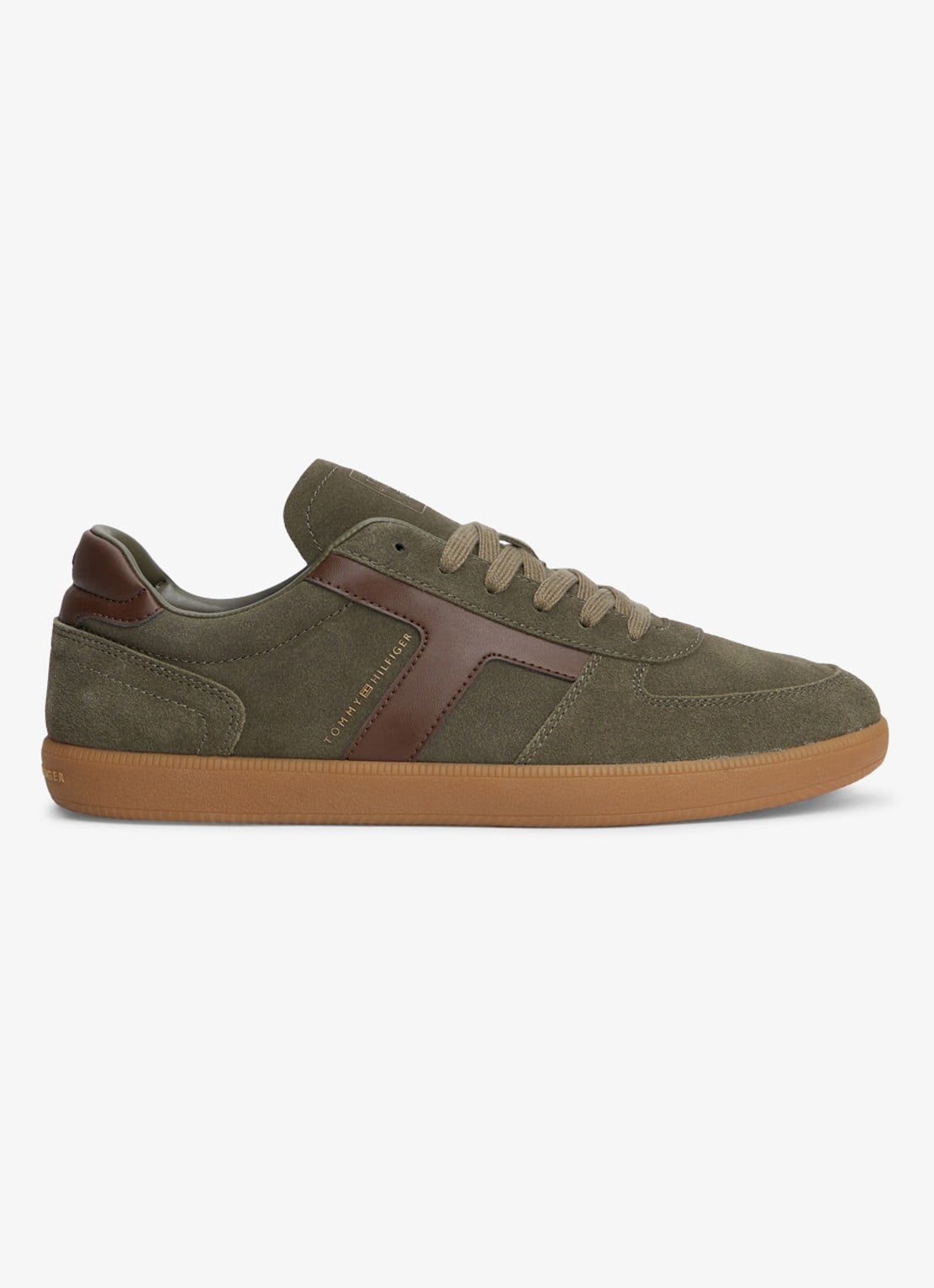 Tommy Hilfiger Sneakers van suède - voorkant 6 olijfgroen
