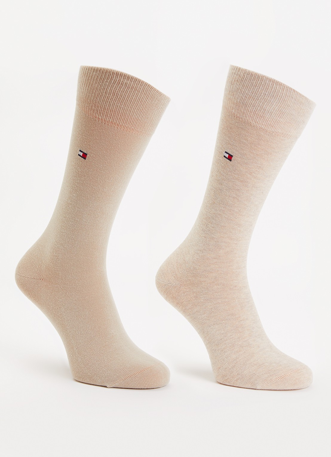 Tommy Hilfiger Sokken in katoenblend met logo in 2-pack - voorkant zand