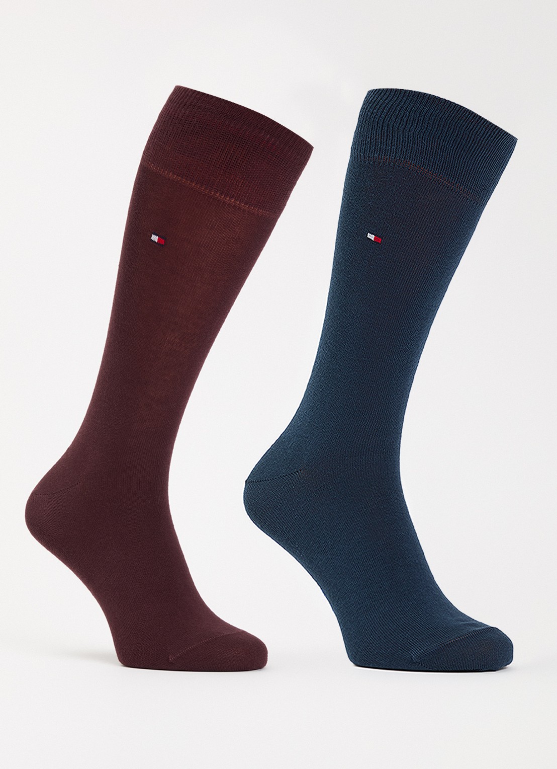 Tommy Hilfiger Sokken in katoenblend met logo in 2-pack - voorkant bordeauxrood